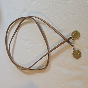 Womens TAN Leather Thin Coin Belt Vintage Leather Napoleon Sz.L/XL